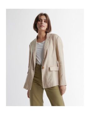 Quince 100% European Linen Light Beige Single-Button Blazer Size M